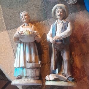 Charming Farmer and Wife Figurines